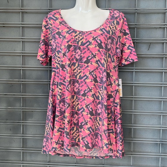 LulaRoe Muted Geometric Printed Perfect T High Low Top-#0346 - Picture 5 of 12